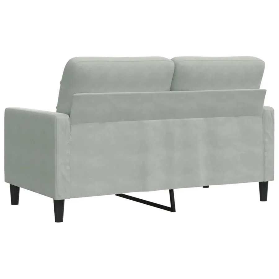 Canapé à 2 places Gris clair 120 cm Velours - 6