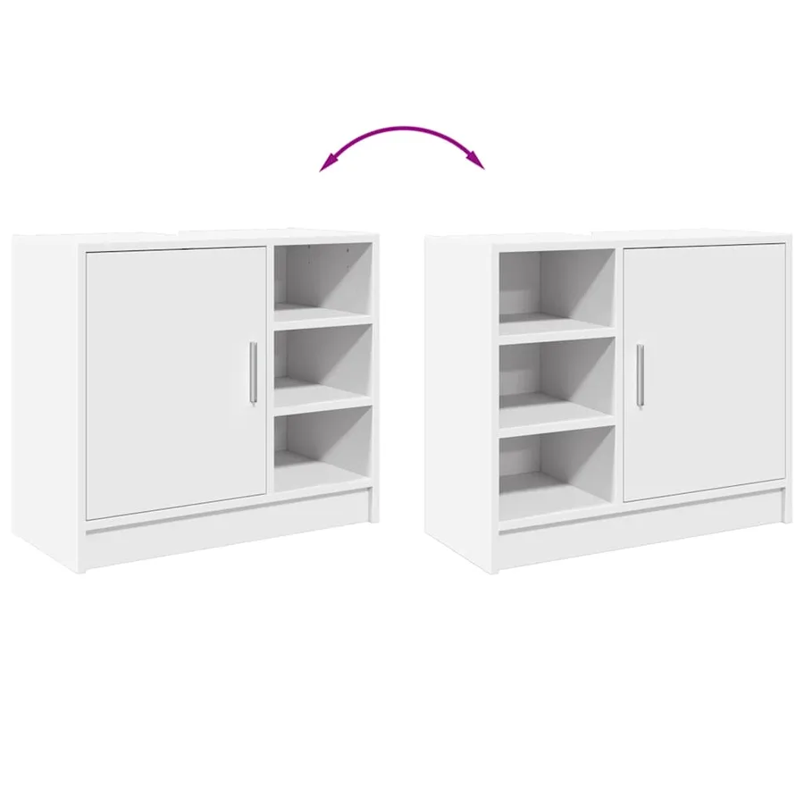 Armoire de lavabo blanc 63x29x55 cm bois d'ingénierie - 9