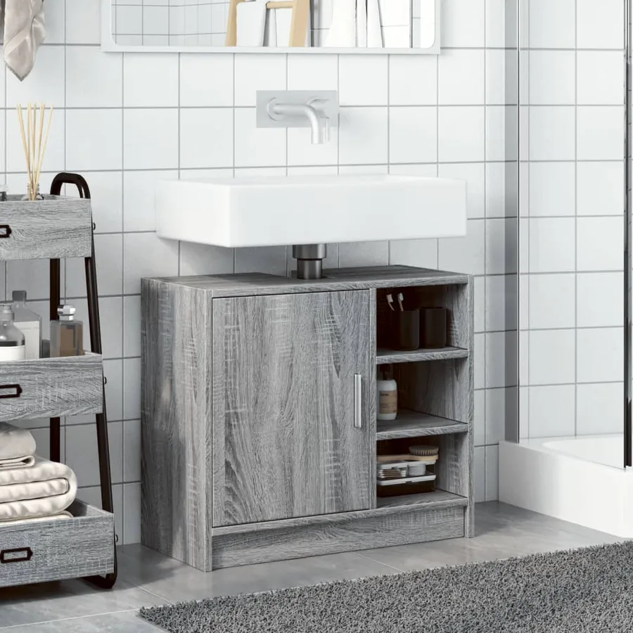Armoire d'évier sonoma gris 63x29x55 cm bois d'ingénierie - 3