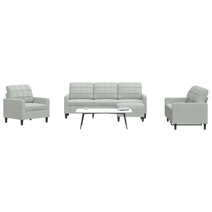 Ensemble de canapés 4 pcs avec coussins Gris clair Velours