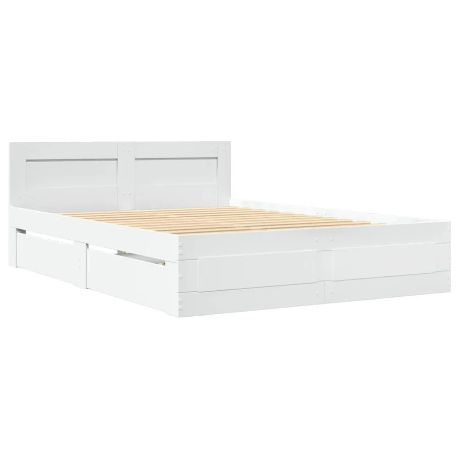 Cadre de lit avec tête de lit sans matelas blanc 140x200 cm - 3