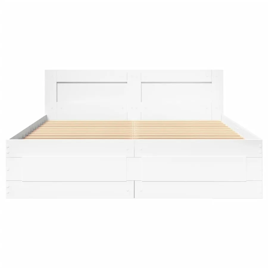 Cadre de lit avec tête de lit sans matelas blanc 140x200 cm - 5