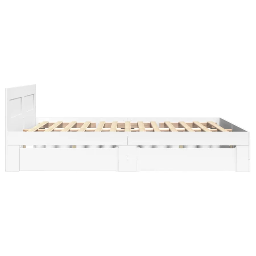 Cadre de lit avec tête de lit sans matelas blanc 140x200 cm - 6