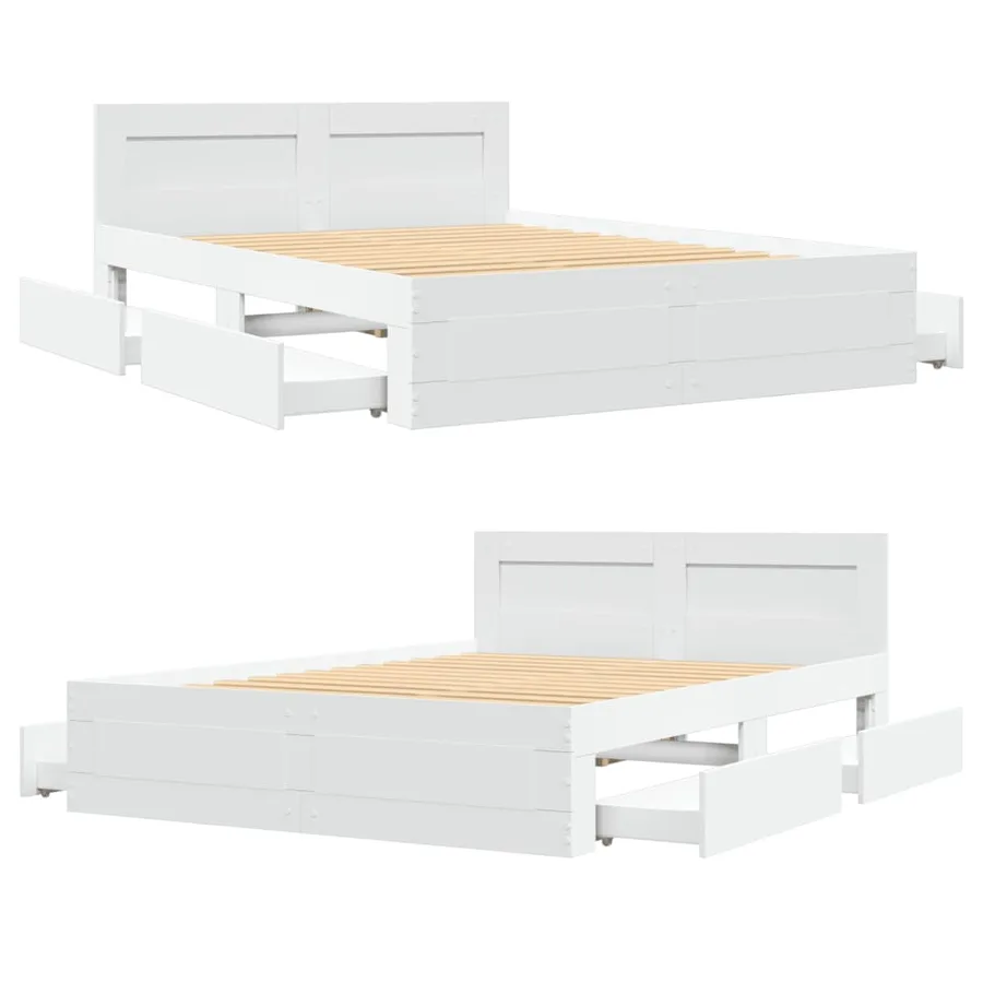 Cadre de lit avec tête de lit sans matelas blanc 140x200 cm - 8