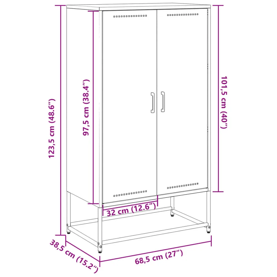 Buffet haut rose 68,5x38,5x123,5 cm acier - 12