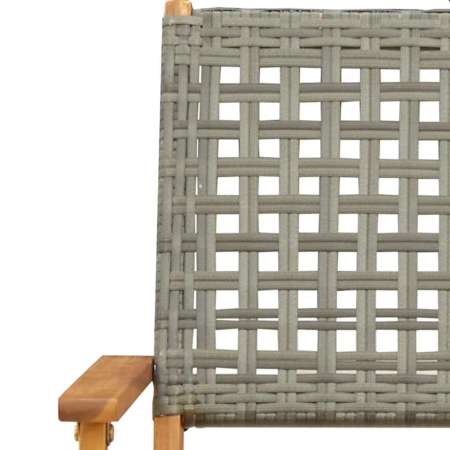 Ensemble à manger de jardin 7 pcs gris rotin et bois massif - 10