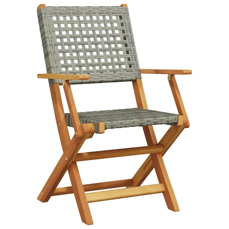 Ensemble à manger de jardin 7 pcs gris rotin et bois massif - 3