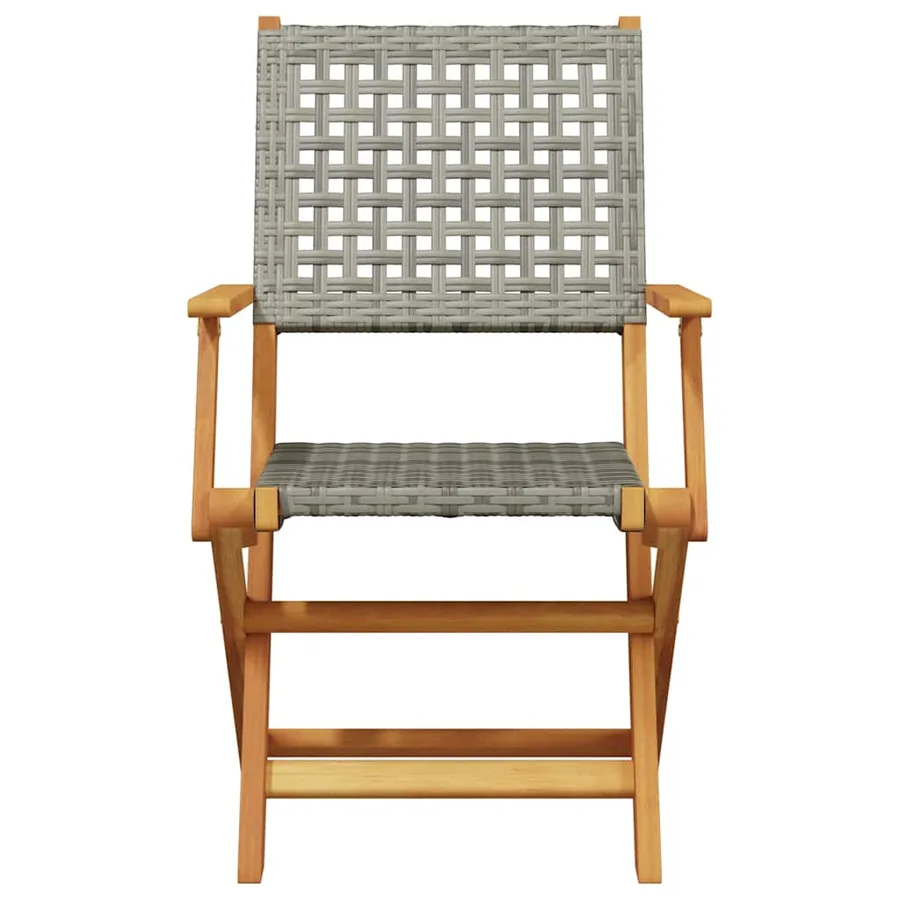 Ensemble à manger de jardin 7 pcs gris rotin et bois massif - 4