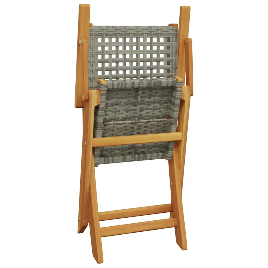 Ensemble à manger de jardin 7 pcs gris rotin et bois massif - 7