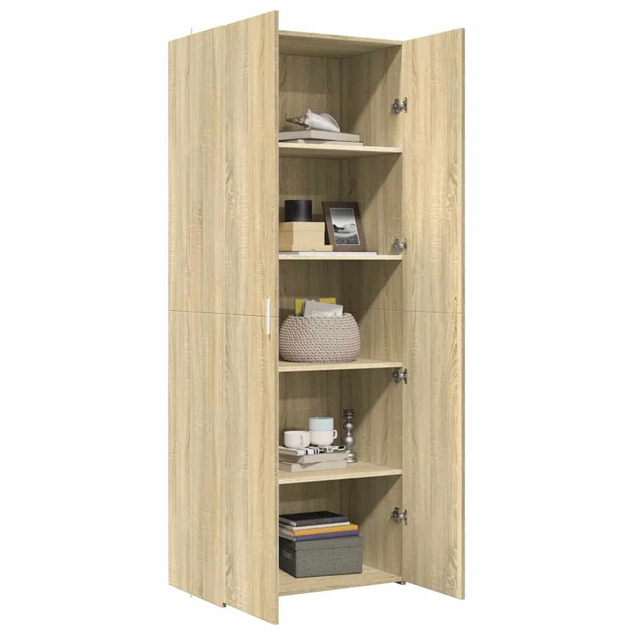 Buffet haut chêne sonoma 70x42,5x185 cm bois d'ingénierie - 7