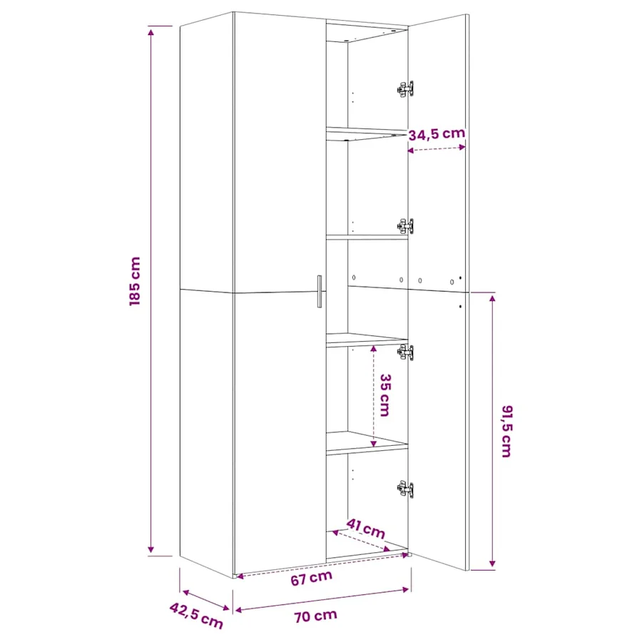 Buffet haut chêne sonoma 70x42,5x185 cm bois d'ingénierie - 9