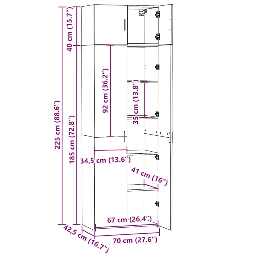 Armoire de rangement chêne sonoma 70x42,5x225 cm - 13