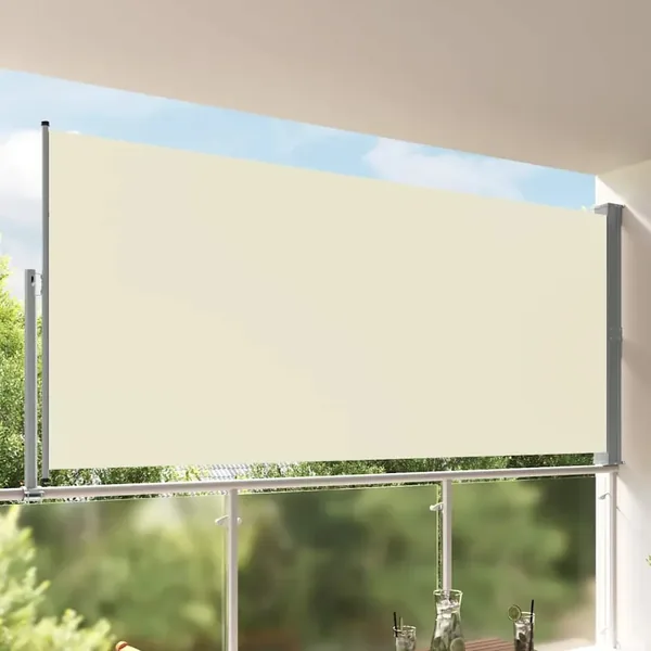 Auvent latéral rétractable de patio 160 x 300 cm Blanc cassé