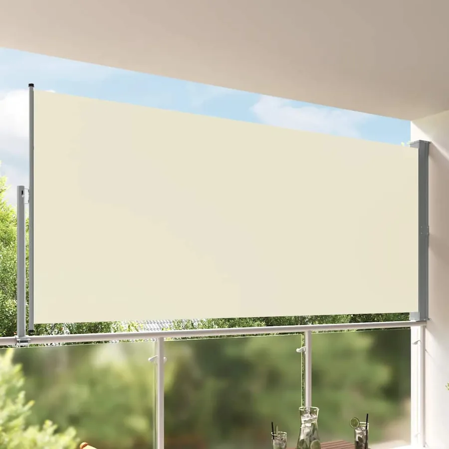 Retractable patio side awning 160 x 300 cm Off-white