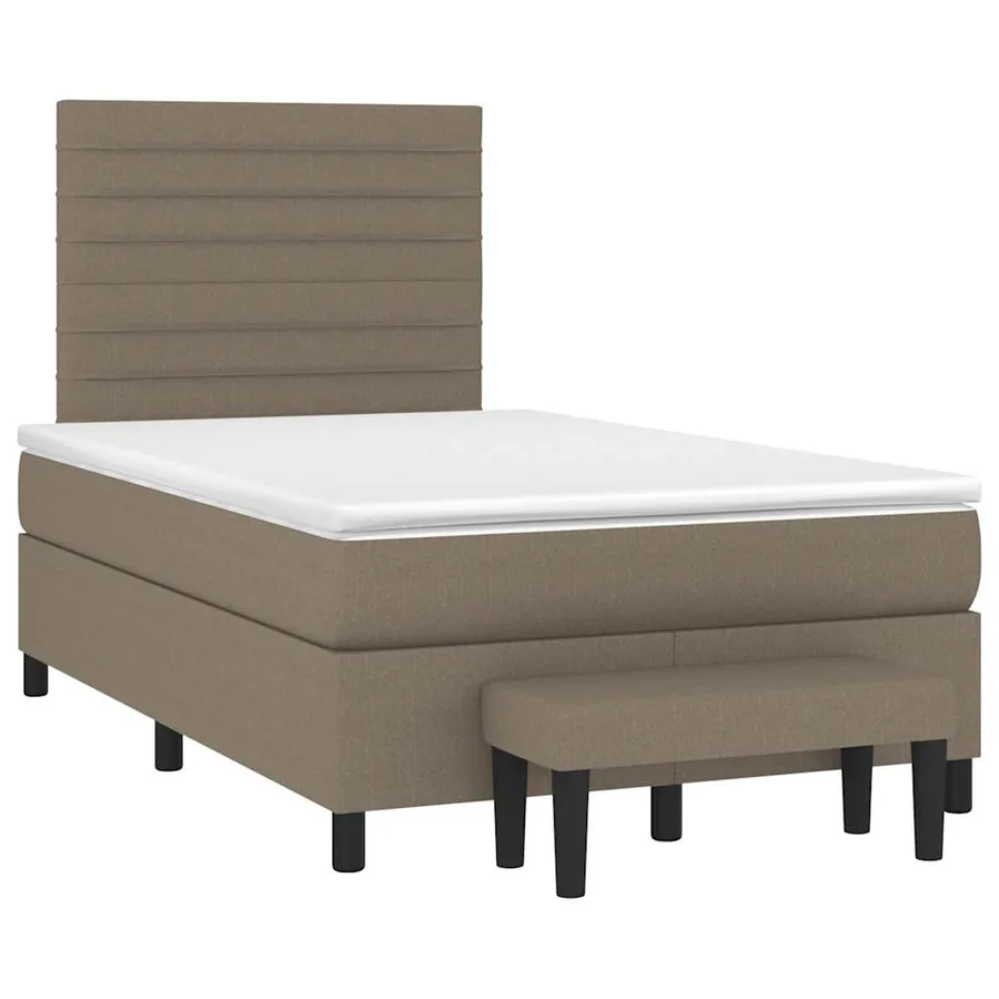 Sommier à lattes de lit avec matelas taupe 120x190 cm tissu - 2