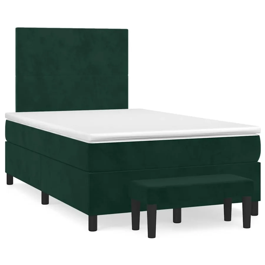 Sommier à lattes de lit avec matelas vert foncé 120x190 cm