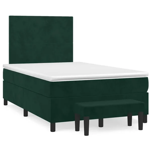 Sommier à lattes de lit avec matelas vert foncé 120x190 cm