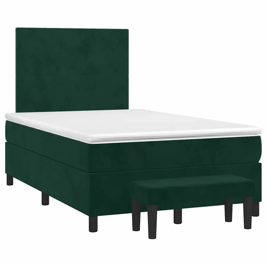 Sommier à lattes de lit avec matelas vert foncé 120x190 cm - 2