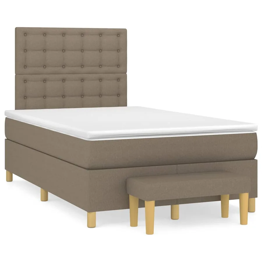 Sommier à lattes de lit avec matelas taupe 120x190 cm tissu - 2