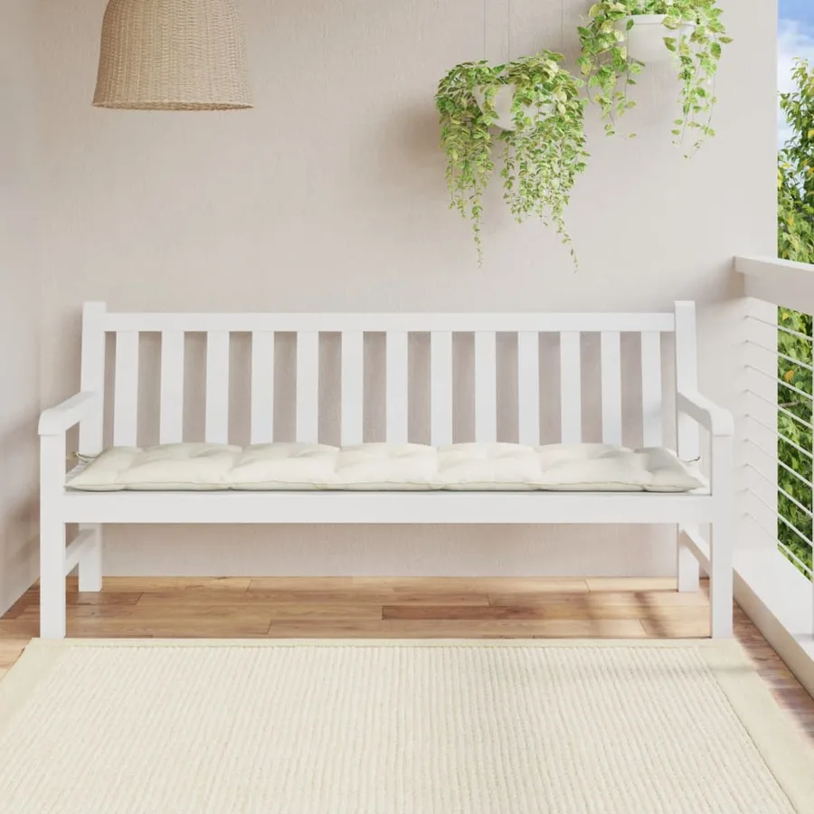 Coussin de banc de jardin crème mélangé 180x50x7 cm tissu - 3
