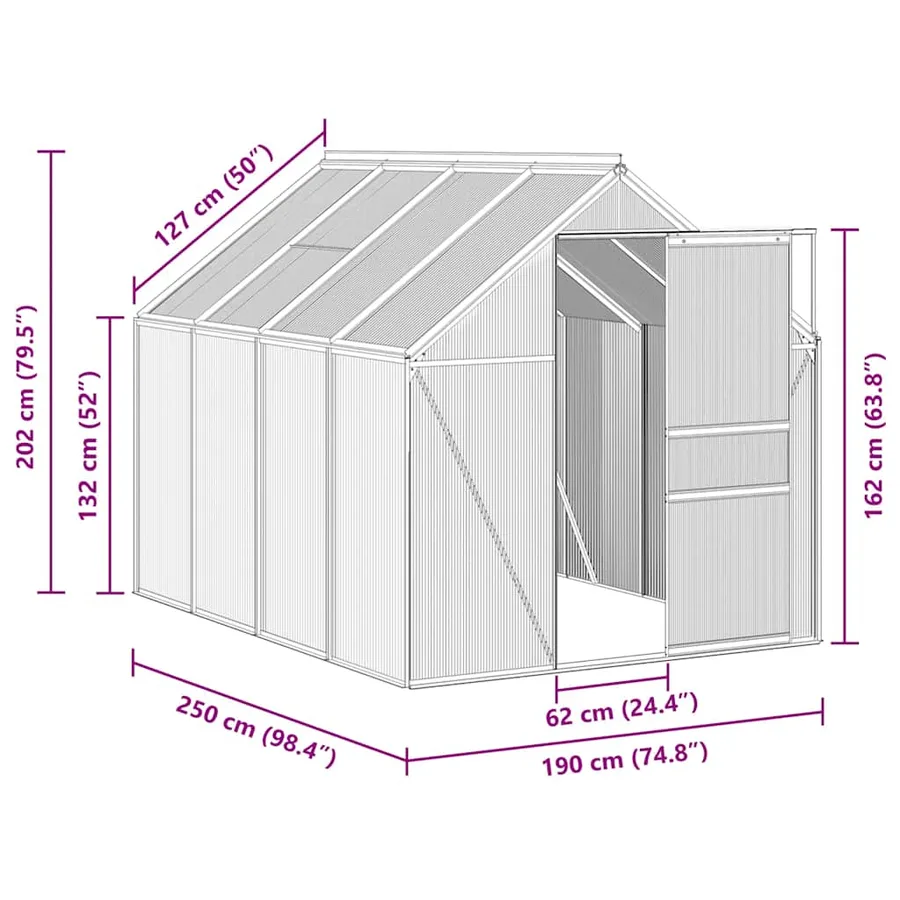 Serre avec cadre de base Anthracite Aluminium 4,75 m² - 8