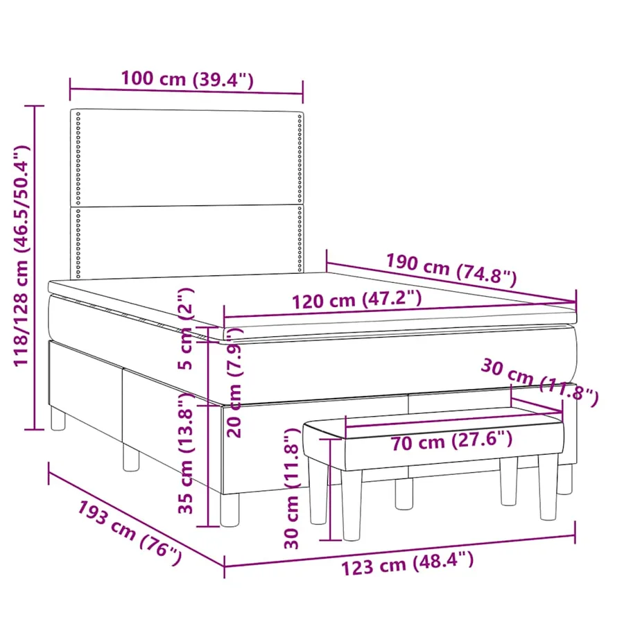 Sommier à lattes de lit avec matelas taupe 120x190 cm tissu - 10