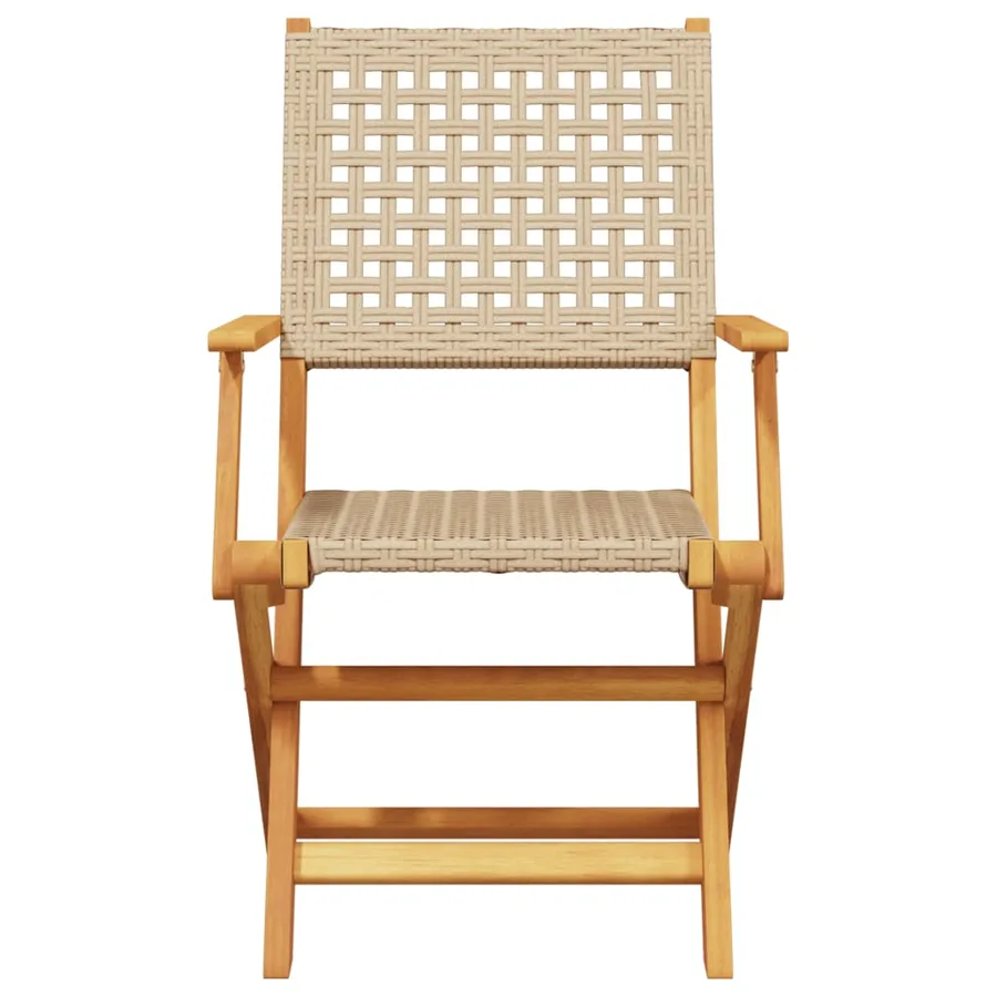 Ensemble à manger de jardin 5 pcs résine tressée et bois massif - 4