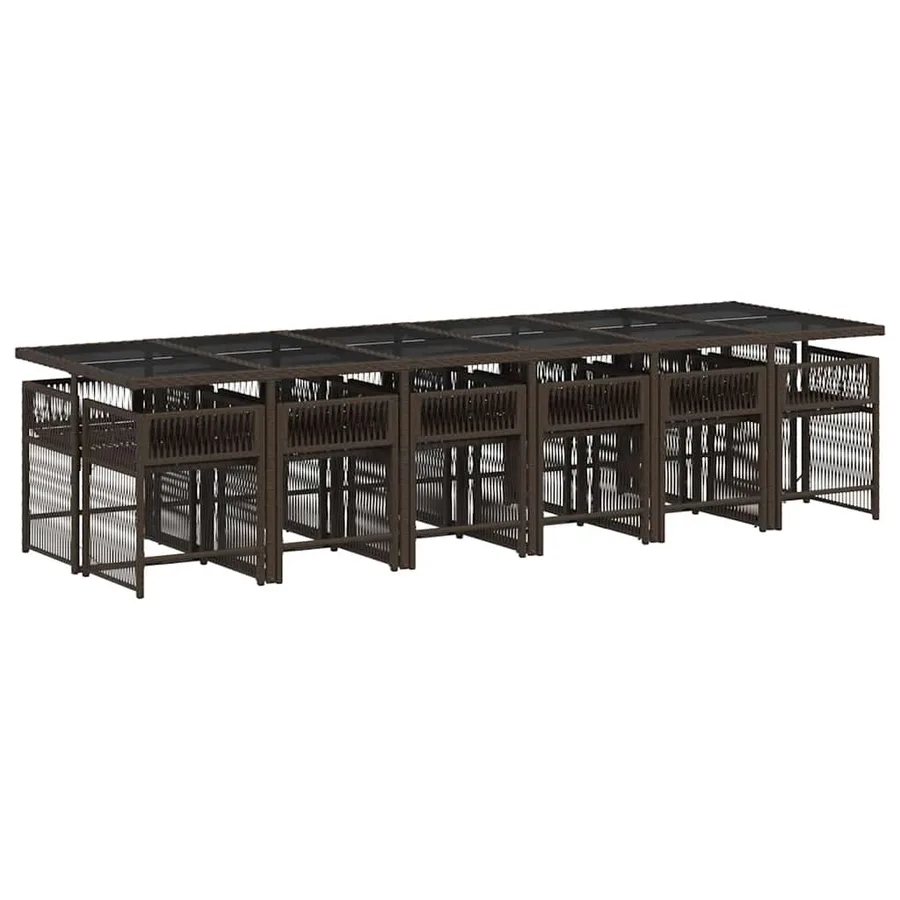 Ensemble à manger de jardin avec coussins 13 pcs marron rotin - 3