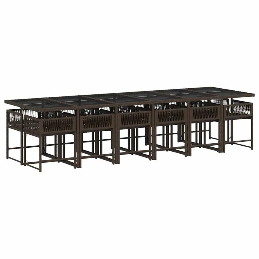 Ensemble à manger de jardin avec coussins 13 pcs marron rotin - 3