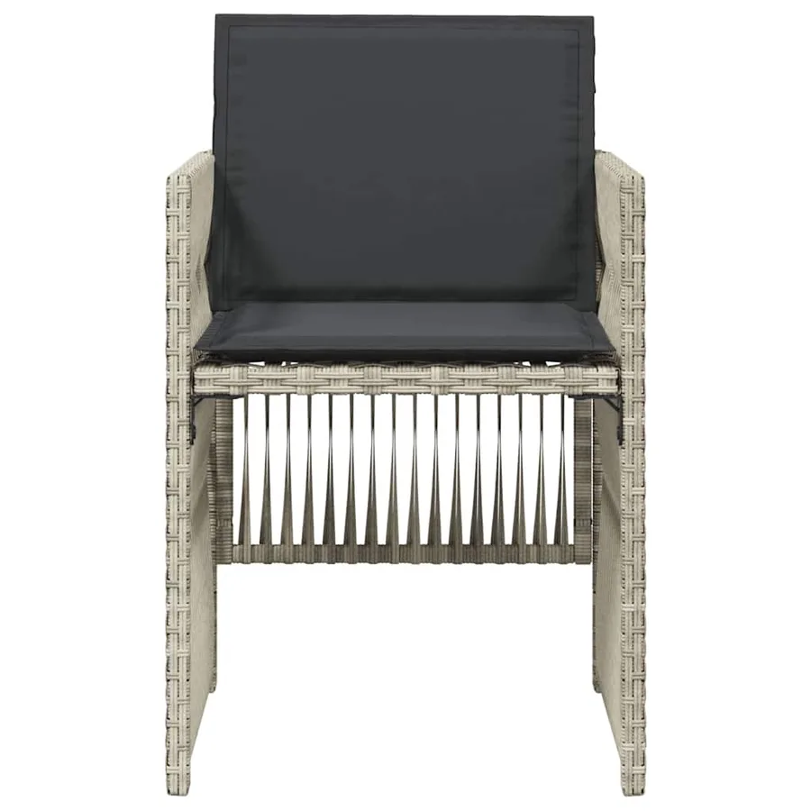 Chaises de jardin avec coussins lot de 4 gris clair poly rotin - 5