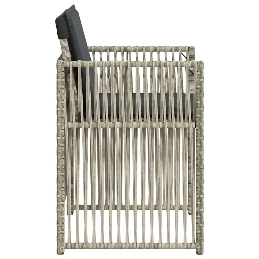Chaises de jardin avec coussins lot de 4 gris clair poly rotin - 6