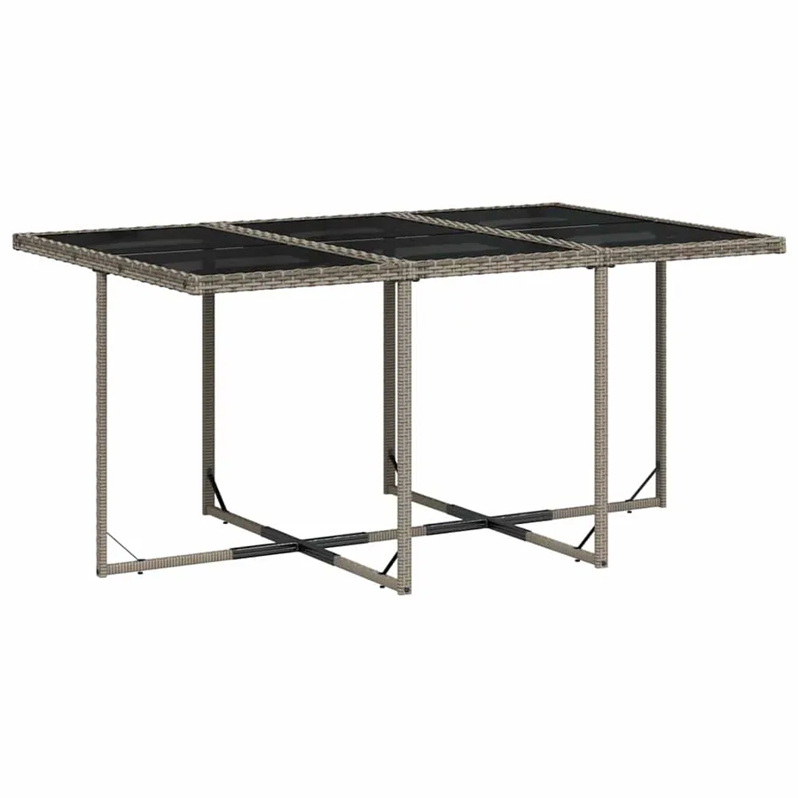 Ensemble à manger de jardin 11pcs avec coussins gris poly rotin - 3