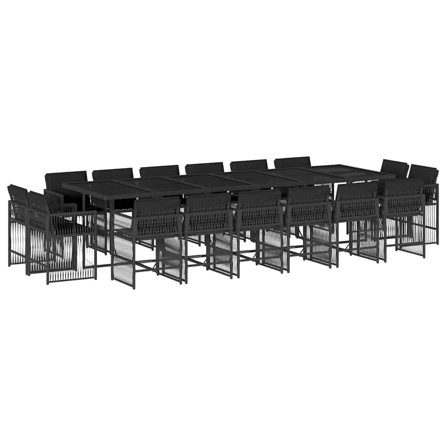 Ensemble à manger de jardin 17 pcs coussins noir résine tressée - 2