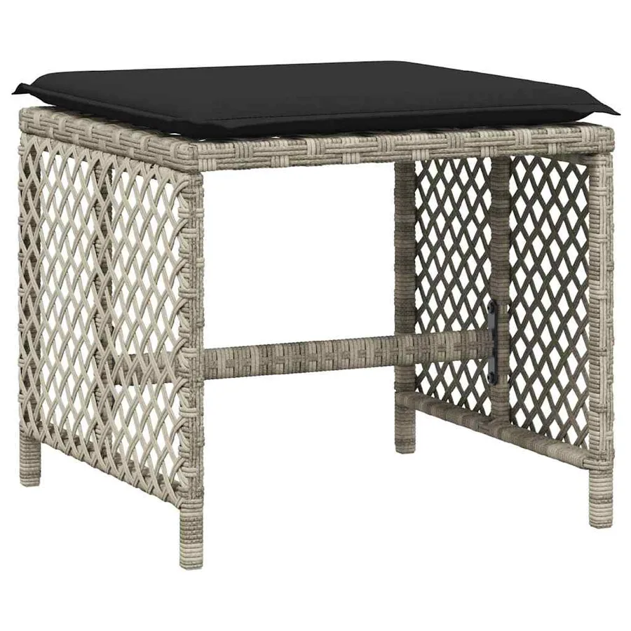Tabourets de jardin et coussins lot de 4 gris clair 41x41x36 cm - 4