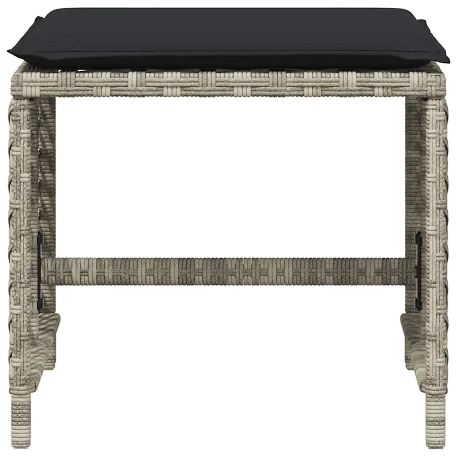 Tabourets de jardin et coussins lot de 4 gris clair 41x41x36 cm - 5