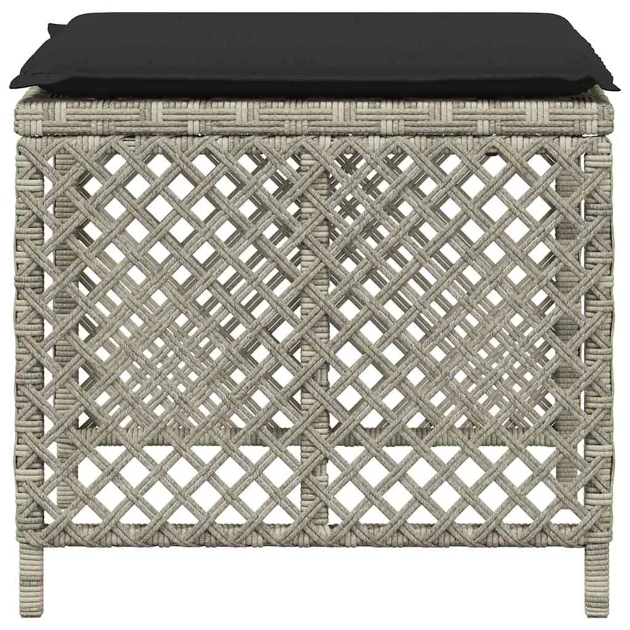 Tabourets de jardin et coussins lot de 4 gris clair 41x41x36 cm - 6