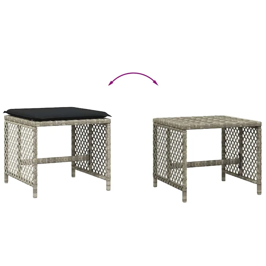Tabourets de jardin et coussins lot de 4 gris clair 41x41x36 cm - 7