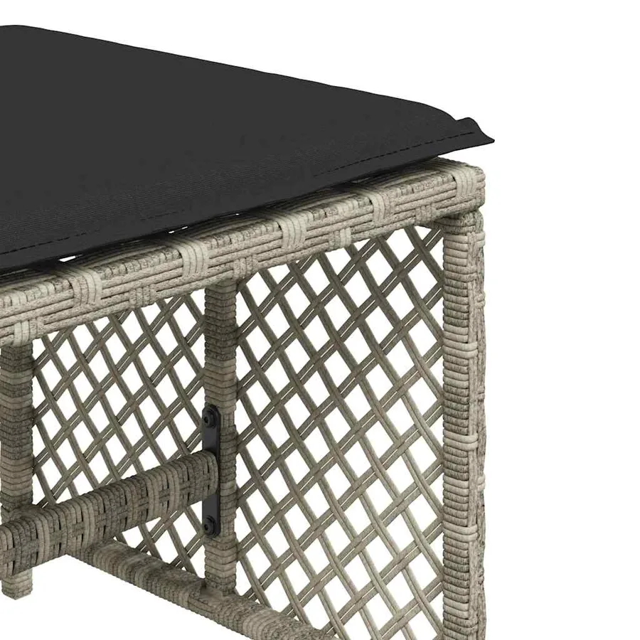 Tabourets de jardin et coussins lot de 4 gris clair 41x41x36 cm - 9