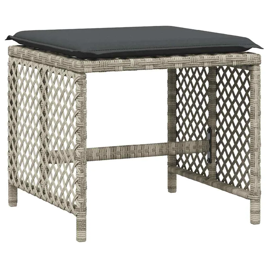 Ensemble à manger de jardin 11pcs avec coussins gris poly rotin - 5