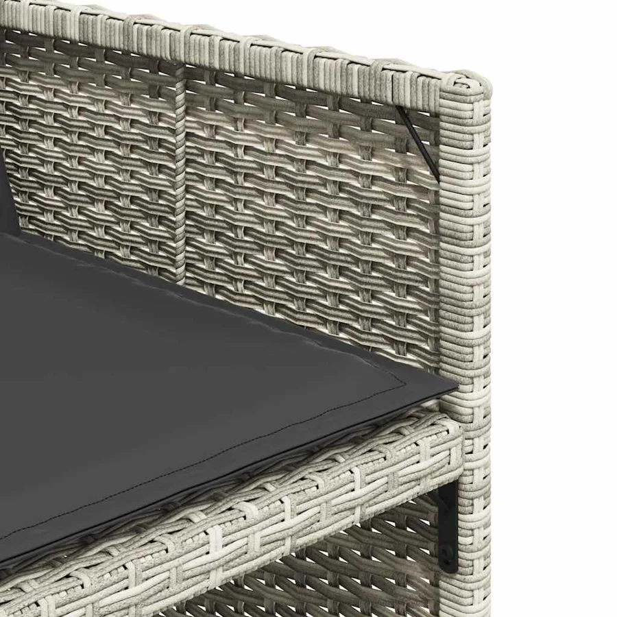 Ensemble à manger de jardin 11pcs avec coussins gris poly rotin - 9