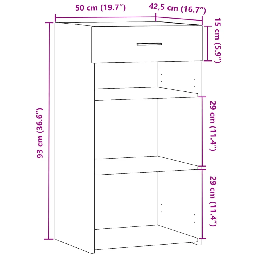 Buffet gris béton 50x42,5x93 cm bois d'ingénierie - 10
