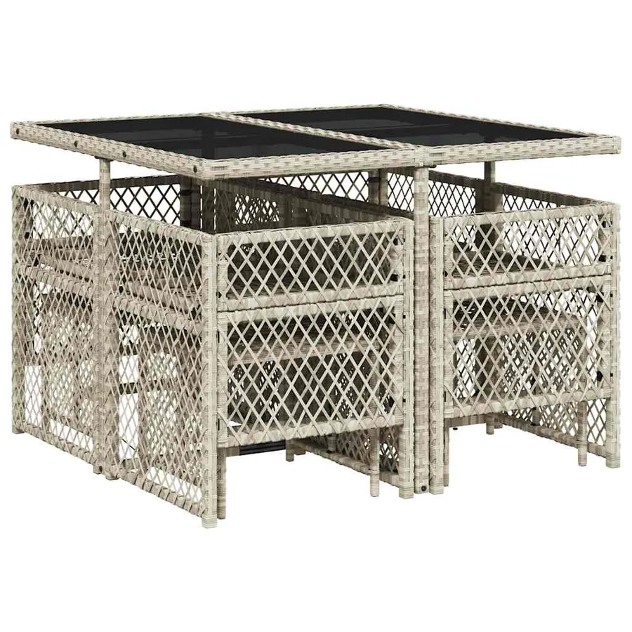 Ensemble à manger de jardin et coussins 9 pcs gris clair rotin - 6