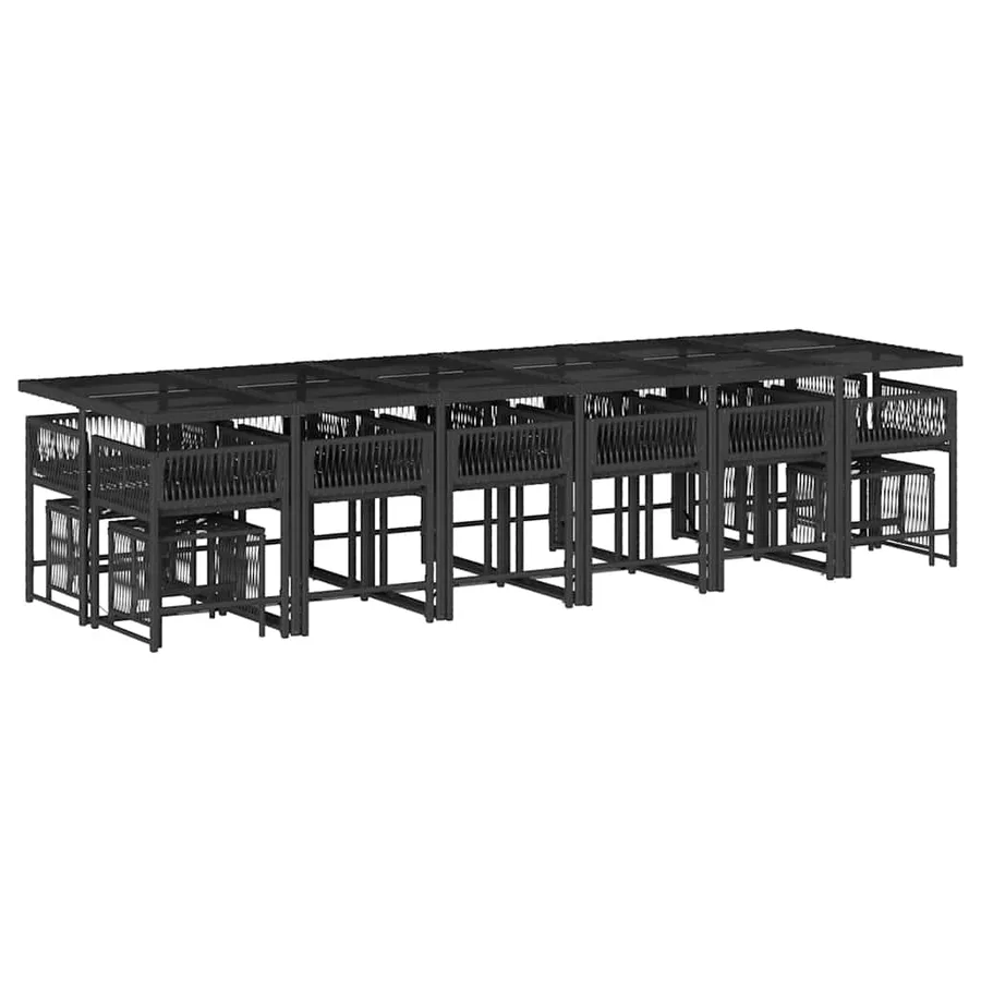 Ensemble à manger de jardin 17 pcs coussins noir résine tressée - 3