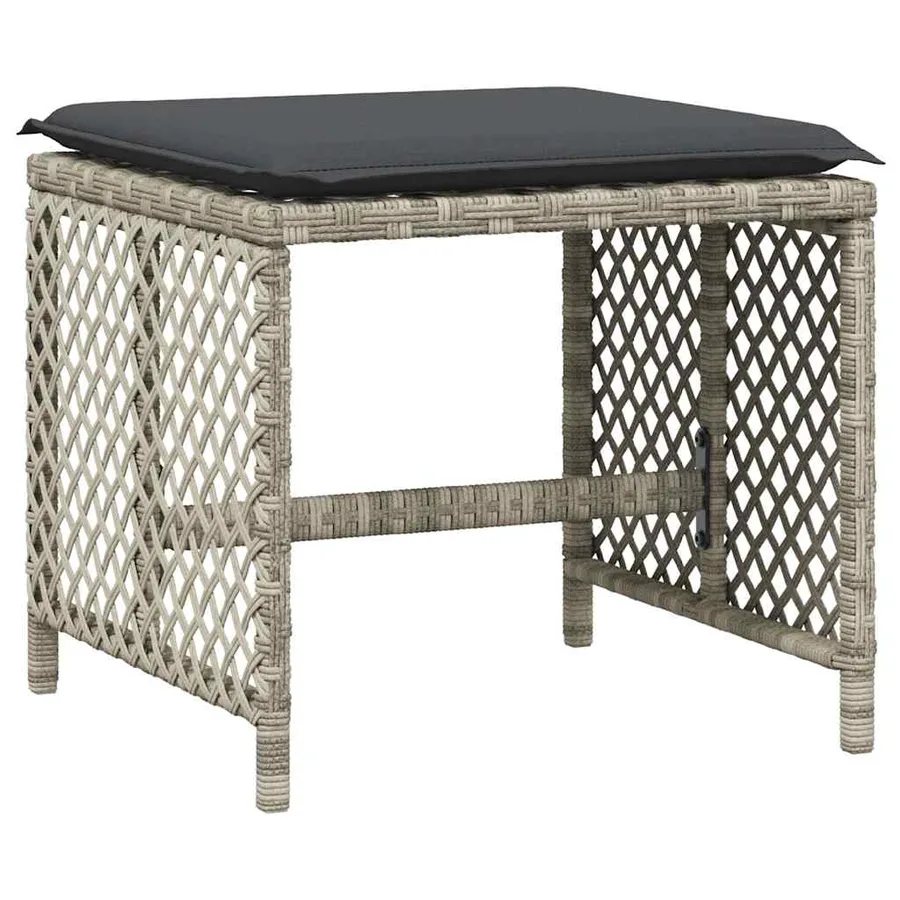 Ensemble à manger de jardin et coussins 13 pcs gris clair rotin - 5