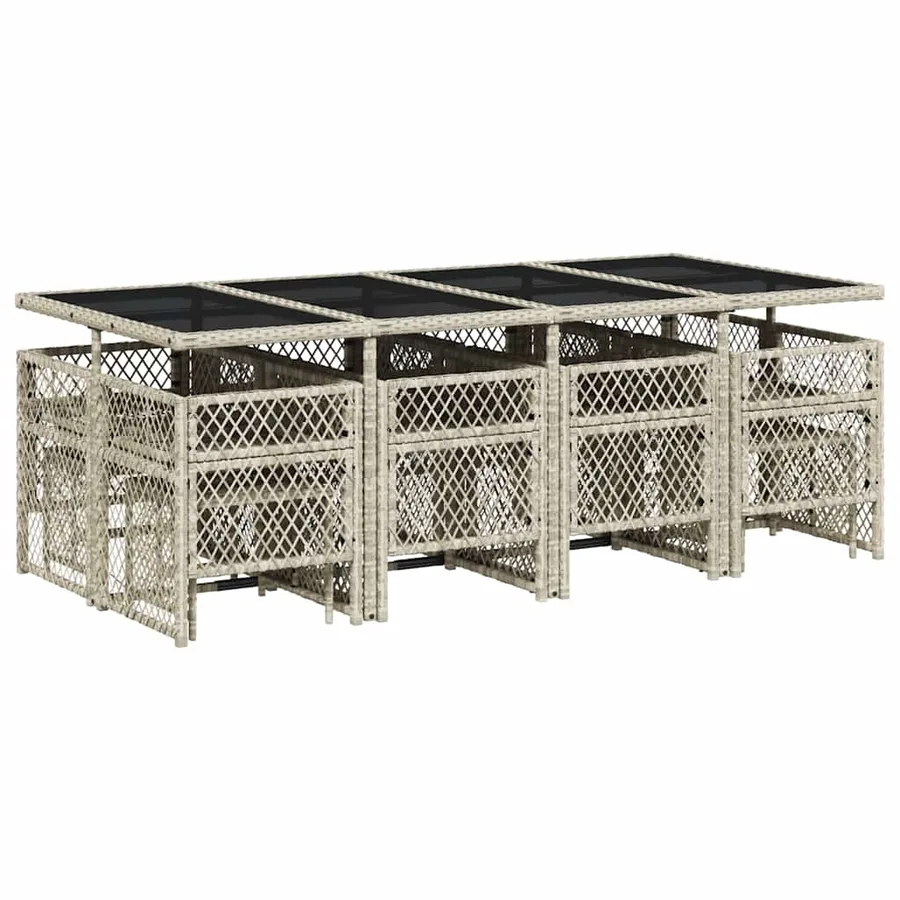 Ensemble à manger de jardin et coussins 13 pcs gris clair rotin - 6