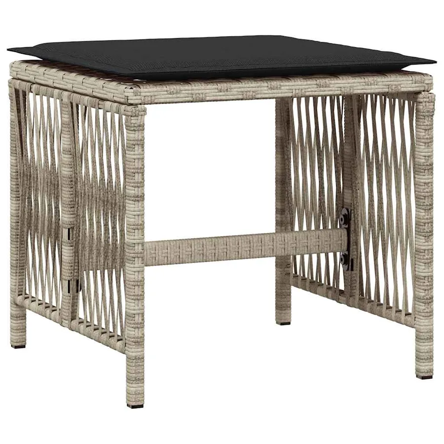 Ensemble à manger de jardin et coussins 17 pcs gris clair rotin - 6