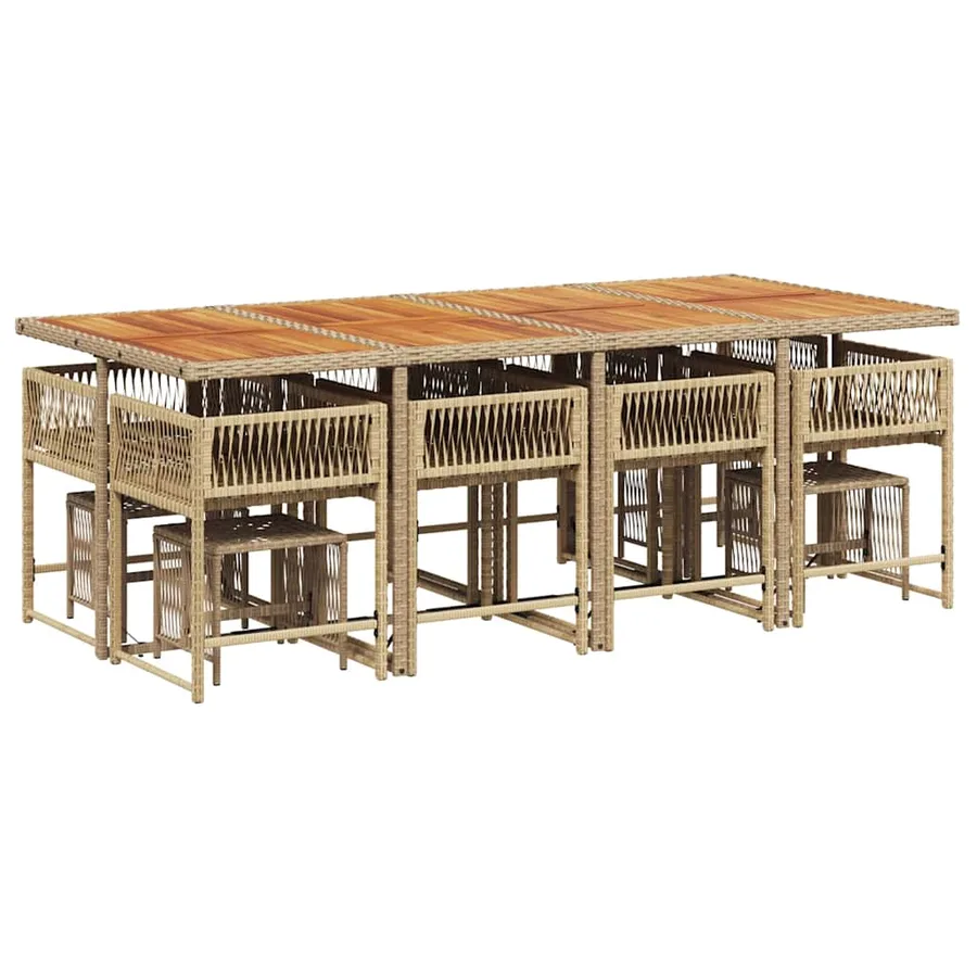 Ensemble à manger de jardin et coussins 13 pcs beige - 3