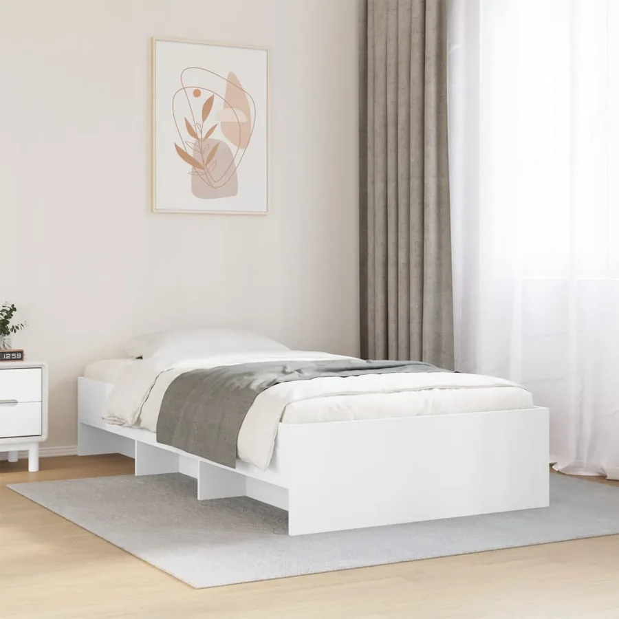 Cadre de lit sans matelas blanc 75x190 cm bois d'ingénierie