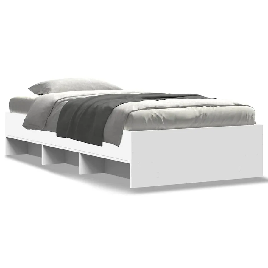 Cadre de lit sans matelas blanc 75x190 cm bois d'ingénierie - 2