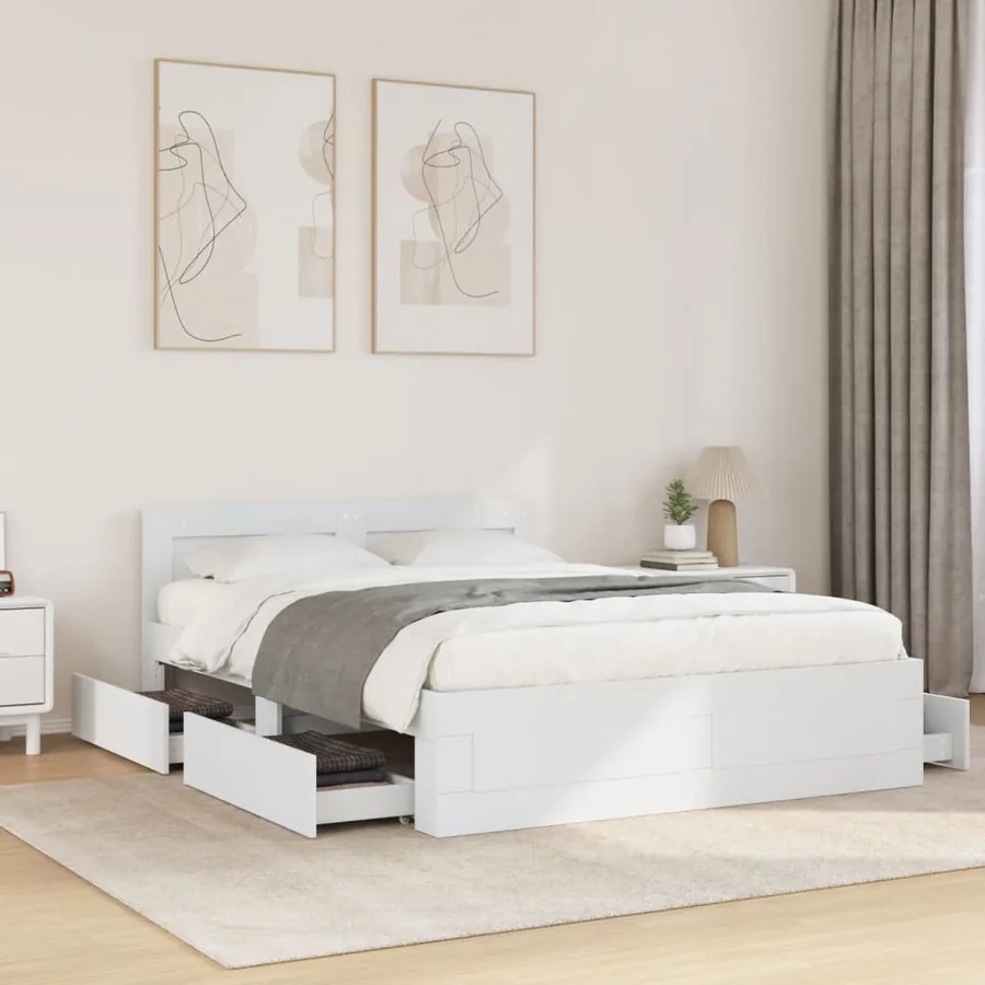 Cadre de lit avec tête de lit sans matelas blanc 120x200 cm